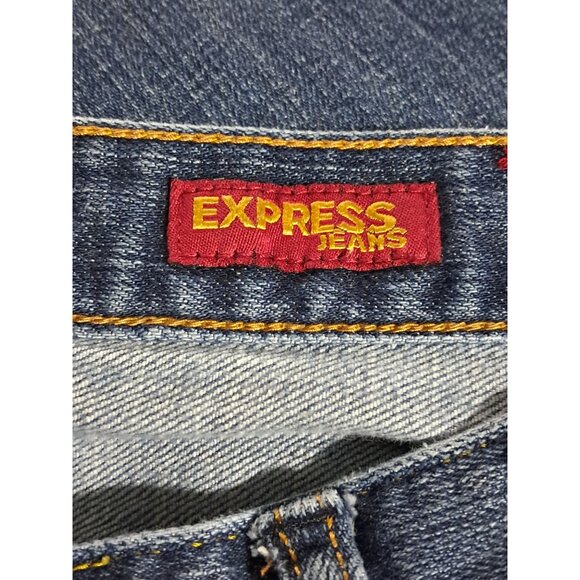 Express Womens Eva Fit & Flare Jeans Size 10R Blue Denim - Picture 2 of 11